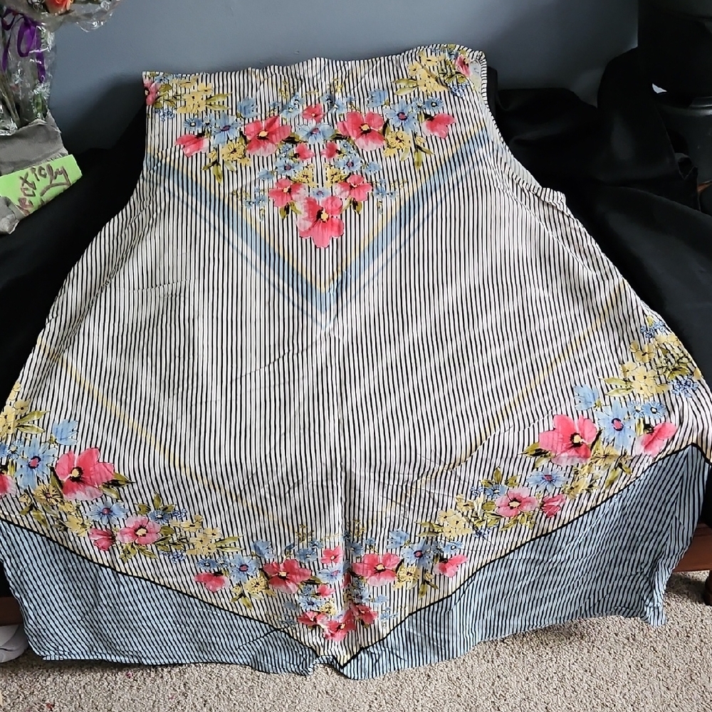 J. Jill Black and White Striped Midi Dress with Floral Accents - Picture 9 of 16